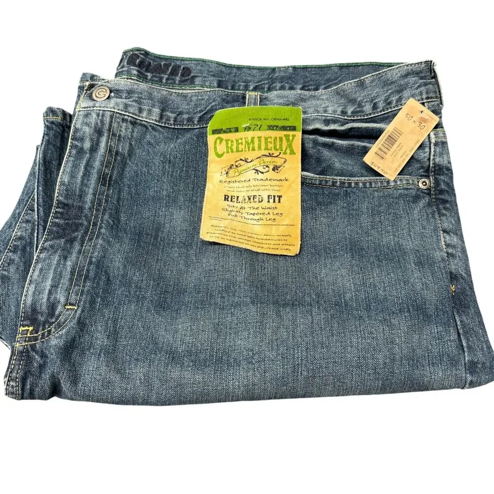Cremieux Jeans Relaxed Fit Big Man Blue Denim Mens 50x30 ACTUAL NEW